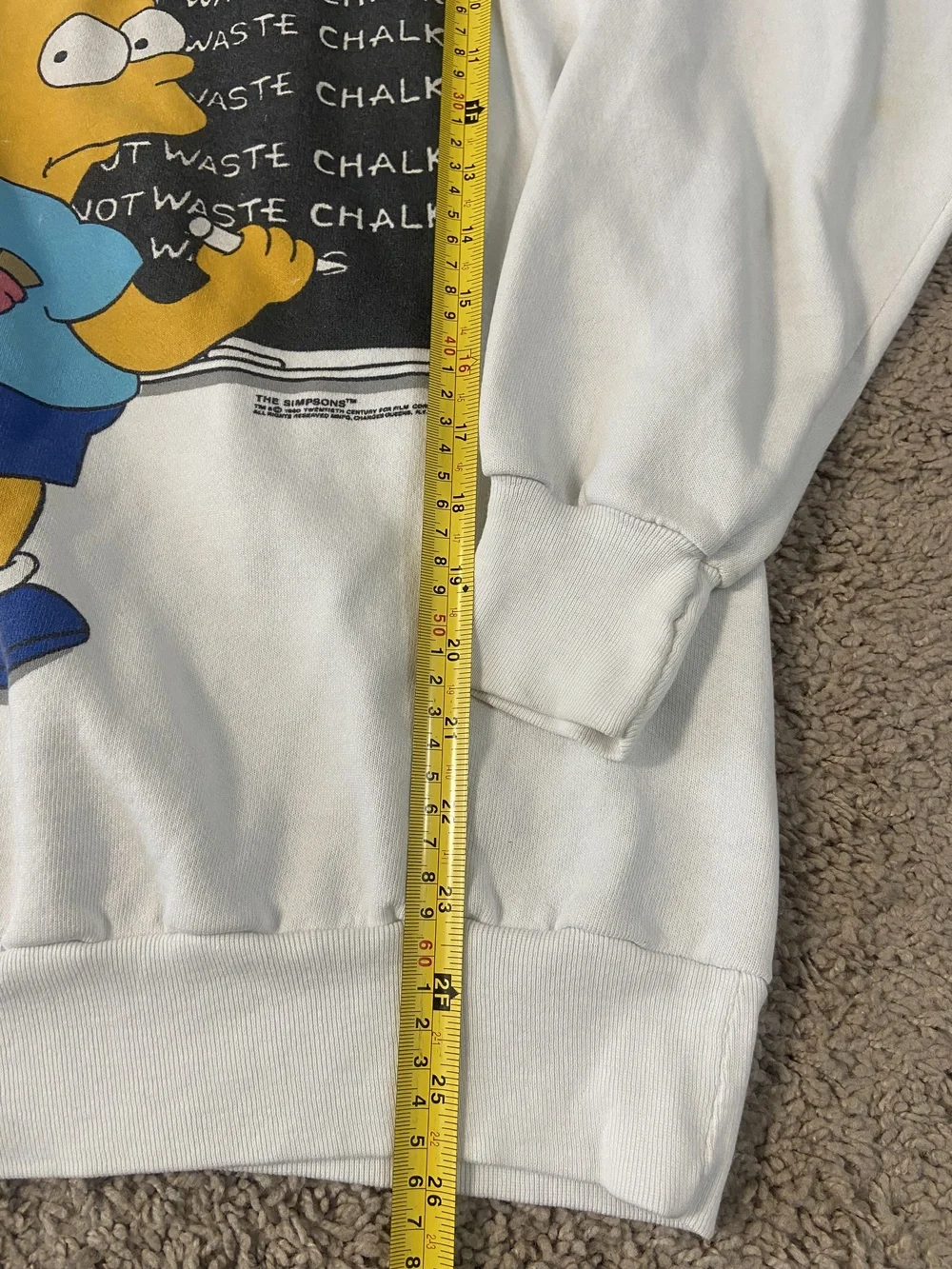 Vintage Simpsons Sweatshirt Mens XL White Bart Chalkboard Crewneck 90s USA Made